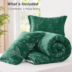 Love's cabin Emerald Twin Comforter Set - Twin XL Size Comforter Set Dorm Bedding, 2 Pieces Cute Floral Bedding, Soft Reversible Flowers Comforter, 1 Comforter & 1 Pillow Sham