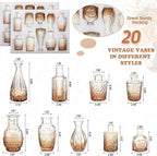 20 Pcs Glass Bud Vase Set Small Vintage Flower Vase in Bulk for Centerpieces Rustic Decorative Glass for Wedding Table Home Christmas Decoration (Amber)