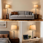 PARTPHONER Bedside Lamps Set of 2, Tall Table Lamps for Living Room, Height Adjustable Nightstand Lamps for Bedroom Office, Modern End Table Lamps with Pull Chain(LED Bulbs Included), Black