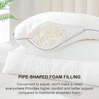 Shredded Memory Foam Pillows Queen Bed Pillows Set of 1, Summer Cooling Pillows for Hot Sleepers with Washable Pillowcase, and Winter Soft Dual Sided Pillow for Back and Stomach Sleepers