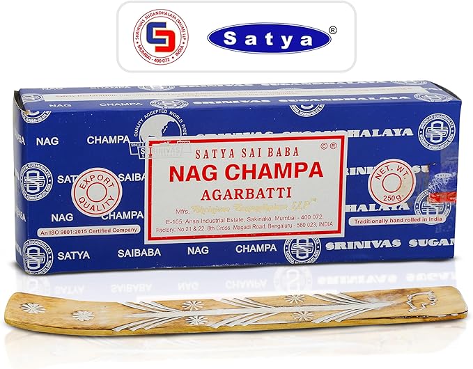Satya Sai Baba Nagchampa Insence 250 gm Pack Bundle with Raajsee Incense Stick Holder, Insense Sticks Nag Champa Agarbatti