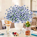 Krissing 48 Bundles Outdoor Artificial Flowers UV Resistant Fake Silk Flowers Faux Plastic Plants Outside Garden Porch Window Box Summer Decoration (Blue)