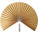 Fan Wall Decor, Japanese Giant Fan, Large Bamboo Fan Wall Art For Boho Hanging Headboard, Decorative Folding Fans For Over Bed, Asia Trending (Ivory 31inch)