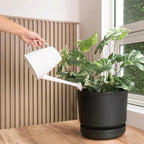 Elly Décor 10 inch Plastic Cylinder Planter Pot with Self-Watering Saucer and Drainage Hole,Lightweight & Extremely Durable, 10"x 10", Black