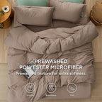 Bedsure Duvet Cover Full Size with Fitted Sheet - 4 Pieces Prewashed Cotton-Like Extra Soft Bedding Set, Includes 1 Duvet Cover 80x90 Inches with Zipper Closure, 2 Pillow Shams, 1 Fitted Sheet, Khaki