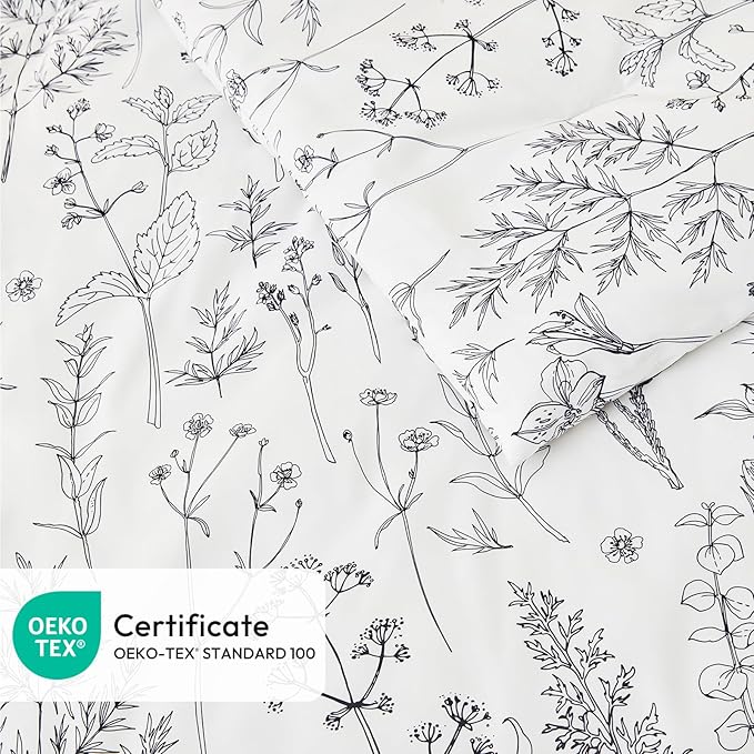 Love's cabin White Twin Size Comforter Set - Twin XL Size Dorm Bedding, 2 Pieces Cute Floral Bedding Comforter Set, Reversible Botanical Flowers Comforter, 1 Comforter & 1 Pillow Sham