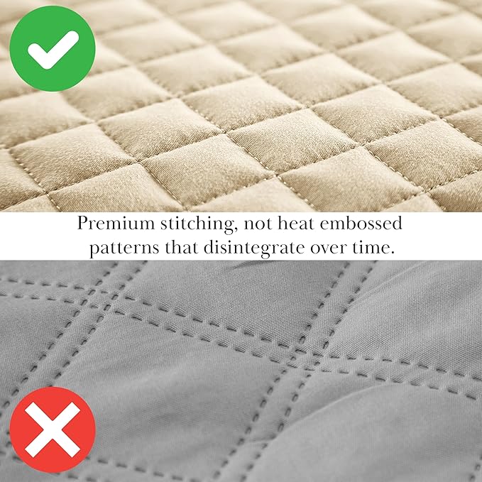 Southshore Fine Living, Inc. Oversized King Quilt Bedding Set, Soft Microfiber, Easy Care Pet Hair Resistant Bedding, California/King Size Quilt Coverlet, Beige Bedspread Set w/2 Shams, Soft Sand