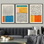 SIGNWIN Framed Canvas Print Wall Art Set Mid-Century Vibrant Color Block Collage Abstract Geometric Illustrations Graffiti & Street Art Modern Art for Living Room, Bedroom, Office - 24"x36"x3 Black