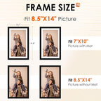 FIXSMITH 8.5x14 Picture Frame Set of 2, Photo Frame with HD Plexiglass, Display Pictures 7x10 with Mat or 8.5x14 Without Mat, Black Picture Frames Collage Wall Decor, Gallary Wall Frame
