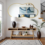 Suidia Irregular Wall Mirror, 55"x28" Bathroom Mirror Asymmetrical Mirrors Artistic Mirrors Decorative for Living Room Bedroom Bathroom Hallway Entryway, Gold, Cloud Style