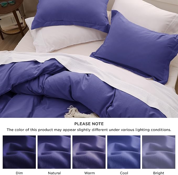 Bedsure Skipper Blue Duvet Cover Full Size - 3 Pieces Prewashed Extra Soft Cotton-Like Bedding Set, Includes 1 Duvet Cover 80x90 Inches with Zipper Closure & 2 Pillow Shams, Comforter Not Included