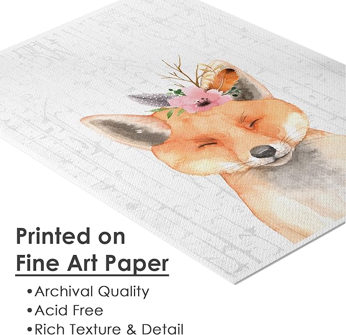 DREAM BIG PRINTABLES Woodland Animals Nursery Wall Art Prints (Set of 6) - Unframed - 11x14s | Farmhouse Boho Art - Great Baby Shower Gift - Unisex for Boys and Girls - Kids Bedroom Wall Art