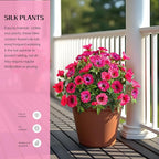 4 Pcs UV Resistant Artificial Petunias Fake Flowers Artificial Flowers for Outdoors Silk Flowers Fake Hanging Basket Plants Suitable for Outdoor Porch Decoration patio Decor 13.3In (Rose red)