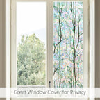 LEMON CLOUD Privacy Window Film 3D Stained Glass Window with Installation Tools,No Glue Static Cling Window Sticker,Decorative for Glass Door,Bathroom,Office and Home (Grove Rainbow,17.5 x 78.7 Inch)