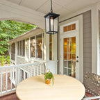 LOG BARN Outdoor Pendant Light Fixture, Farmhouse Exterior Lights, Anti-Rust Ceiling Outdoor Light with Clear Glass, Lantern Hanging Light for Front Door, Entry, Porch, and Gazebo