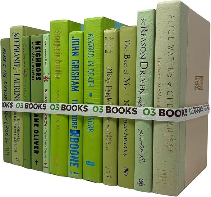 Curated Decorative Books Hardcover Décor Books for Home Décor, Choose Color, Interior Design, Office, Wedding Display, Instant Library, or Staging (Lime Green, One Foot)