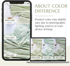 jinchan Boho 100% Cotton Blanket Muslin Lightweight Twin Size Throw Blanket Reversible for Couch Soft Cozy All Season 3-Layer Throw Coverlet Blanket for Bedroom Living Room Decor Green 60x80 Inches