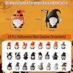 24PCS Halloween Mini Gnome Ornaments, Suitable for Halloween Party Small Gifts, Birthday Gifts Boys and Girls, Classroom Rewards,Candy Bags Collectible Animals Figurine Doll