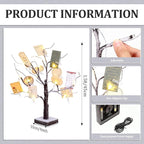 Coume Money Tree Gift Card Holder 1.5 ft Tabletop Display Tree with 72 LED Lights 15 Clear Clips Silver Display Birch Twig for Money Wedding Card Photo Birthday Fall Thanksgiving Halloween Christmas