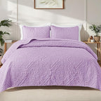 Exclusivo Mezcla Twin Quilt Bedding Set with 1 Pillow Sham, Lightweight Lalic Twin Size Quilt Bedspread with Vintage Damask Pattern, Soft Bedspreads Coverlets for All Seasons