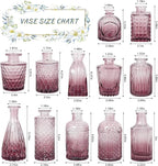 12pcs Glass Bud Vase Set, Small Purple Flower Vases for Centerpieces in Bulk, Mini Vintage Vase for Wedding, Home,Table Decoration