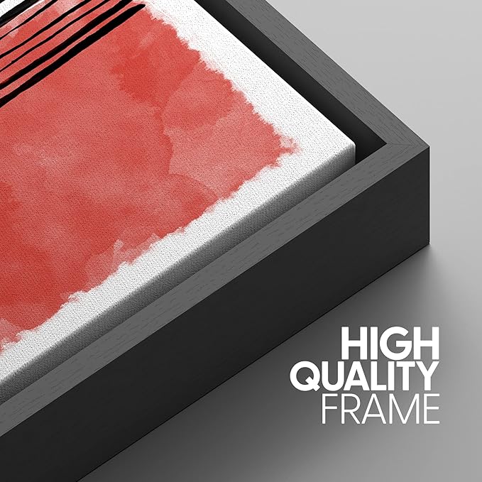 SIGNWIN Canvas Print Wall Art Squares and Abstract Line Art Geometric Line Illustrations Modern Art Mid-Century Modern Warm for Living Room, Bedroom, Office - 16"x24"x3 Black