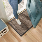 Mibao Front Door Mat Outside Entrance, Durable Outdoor Indoor Mat, Low Profile Heavy Duty Doormat, Non-Slip, Traps Dirt and Moisture, Easy Clean Patio Porch Entryway Mat, 24" x 36", Brown