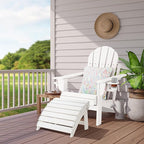 Sundale Outdoor Folding Plastic Adirondack Ottoman, All-Weather Adirondack Chair Footrest, Fade and Rust Resistant, Perfect for Outside Patio Garden Pool Yard White
