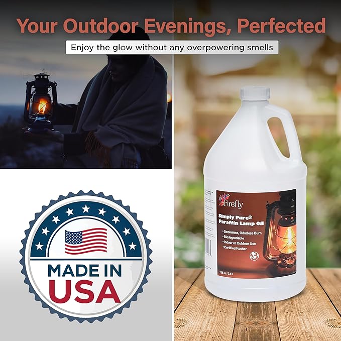 Firefly Kosher Odorless Paraffin Lamp Oil - Smokeless, Virtually Odorless, Long-Lasting- 1 Gallon