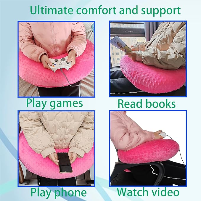 Professional Gaming Pillow for Lap; Arm Rest Pillow Gaming Lap Pillow with Crochet Support - Eliminate Pain in Gaming (Pink)