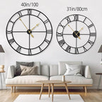 LEIKE 40 Inch Extra Large Modern Wall Clock, Oversize Rustic Round Nearly Silent Battery Operated, Black Metal Roman Numerals Wall Clocks for Living Room, Bedroom, Entrance Home Decor