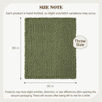 Carriediosa Chunky Knit Throw Blanket 50" X 60", 100% Hand Made Large Chenille Loop Yarn Soft Fluffy Throws for Couch Sofa Bed, Big Crochet Cozy Heavy Thick Cable Woven Blankets, Olive Green