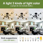 SZXYKEJI 8 Light Glass Globe Ceiling Light Black Mid Century Flush Mount Sputnik Light Fixture Bubble Chandelier Living Room Farmhouse for Dining Room Kitchen Bedroom.