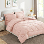 CozyLux Queen Comforter Set Blush Pink - Bed in a Bag Queen Size 7 Pieces, Luxury Soft Bed Set for All Seasons, Bedding Set with Down Alternative Comforter, Sheets, Pillowcases & Shams