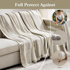 Couch Cover Boho for Dogs Washable Mocha Couch Covers for 2 Cushion Couch, Chenille Sectional Couch Covers L Shape Sofa Cover, Furniture Protector for Kids, Pets, Mocha 71"x118"