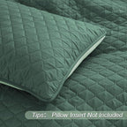 Exclusivo Mezcla Reversible King Size Quilt Bedding Set with Pillow Shams, Lightweight Quilts King Size, Soft Bedspreads Bed Coverlets for All Seasons - (Dark Green, 104"x96")