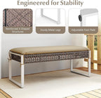 Tangkulka Outdoor Ottoman, Patio Rattan Heavy Duty Wicker Footrest with Soft Cushion & Metal Frame, Extra Seating, for Porch, Backyard, Lawn and Poolside (1)