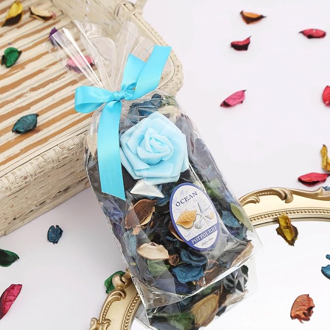 Potpourri Bags,Home Fragrance Sachet Petal,Potpourri Bowl Filler,vase Filler for Families, Weddings, Cars, Coffee Shops, etc Decoration, 2 Bags/10oz (Royal Ocean)