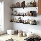 Heimlove 48 Inch Large Wall Bookshelves Set of 3, Wall Mounted Bookshelves,Heavy Duty Wooden Shelves for Living Room,Bedroom,Kitchen,Laundry Room Storage & Decor