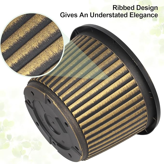 Planter-Pots-for-Plants-Indoor-Outdoor, 4 Pack 10 Inch Plastic Flower Pots with Saucer & Drainage Holes, Modern Garden Planters for Planting Medium Large Plants，Decorative Resin Garden Pots