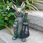 Solar Garden Statues -Rabbit Lantern Outdoor Handmade Resin Statue with LED Light, Cute Carrot Holder for Patio, Yard, Gift Ideas (rabbit2)