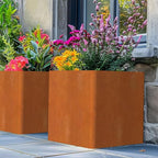 Corten Steel Planter Box 24"x24"x25", Large Square Metal Planter Indoor&Outdoor, Large Cube Planters with Drainage Hole for Porch/Patio/Garden