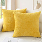 CaliTime Throw Pillow Covers Decorative 26 X 26 Inches Pack of 2 Cozy Chenille Cushion Cases for Couch Sofa Bed Living Room Home Mustard Yellow