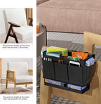 Bedside Caddy, Bed Organizer with 11 Pockets and Power Strip Holder,Versatile Bedside Storage Caddy for Home,Dorm,Bunk,Hospital,Crib Bed (Black)