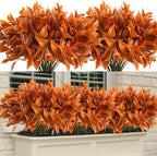 Krissing 36 Bundles Fall Artificial Flowers for Outdoors UV Resistant Faux Fall Outdoor Flowers Fake Fall Plastic Shrubs Plants for Home Garden Porch Autumn Fall Decor