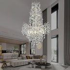 H61'' Silver Crystal High Ceilings Chandelier Staircase Chandeliers Modern Crystal Tree Branch Chandelier, D40'' Foyer Chandelier for High Ceiling Luxury Large Living Room Chandelier, 23-Lights