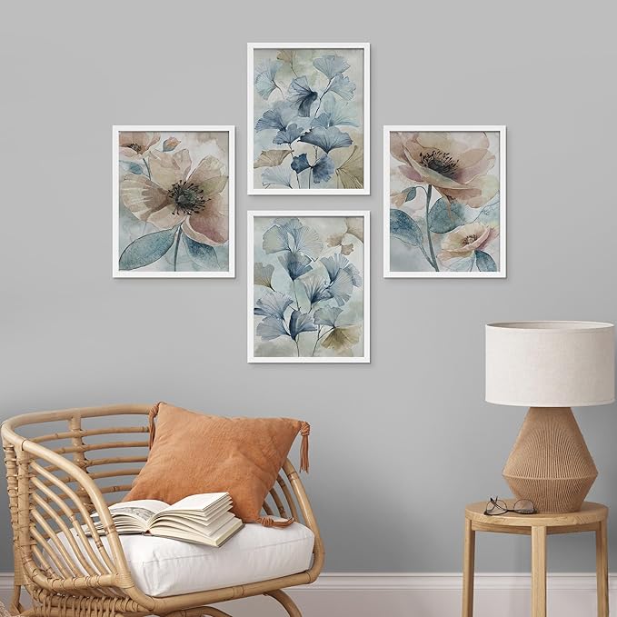 SIGNWIN Framed Poster Botanical Floral Nature Wilderness Photography Realism Decorative Rustic Cozy Zen for Living Room, Bedroom, Office - 8"x10"x 4 White