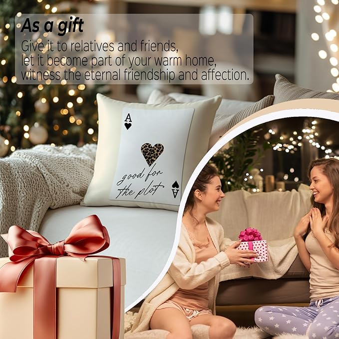 Trendy Retro Leopard Lucky Girl 8 Ball Throw Pillow Covers 18x18, Cheetah Print Room Decor, Funky Y2K Leopard Print Ace Poker Decorative Pillow Covers for Girls Room Dorm Apartment