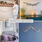 BASE ROOTS Moon Phase, Silver Wall Decor for Bedroom & Living Room, Bohemian Wall Decor, Handmade Hammered Metal 36" 13 Phases Moon, Celestial Wall Art, Gift for Women & Kids