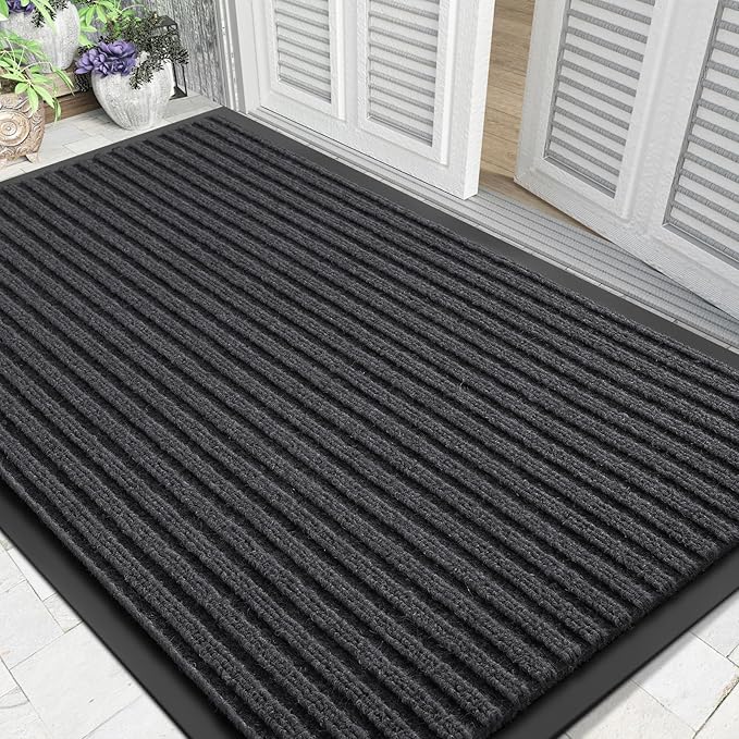 Yimobra Front Door Mat Outdoor Indoor Entrance, 100% Waterproof All-Season All Weather Doormat, Welcome Matt Outside Entry, Non Slip, Low Profile, Heavy Duty Patio Porch Floor Mats,47 x 32,Grey